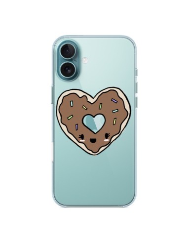 Coque iPhone 16 Plus Donuts Heart Coeur Chocolat Transparente - Claudia Ramos