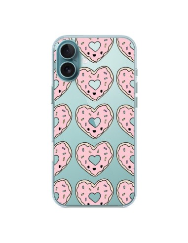 Coque iPhone 16 Plus Donuts Heart Coeur Rose Pink Transparente - Claudia Ramos