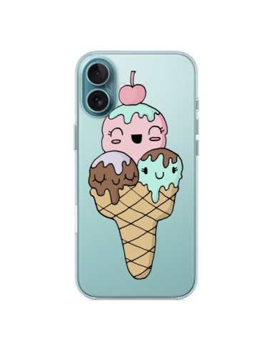 Coque iPhone 16 Plus Ice Cream Glace Summer Ete Cerise Transparente - Claudia Ramos