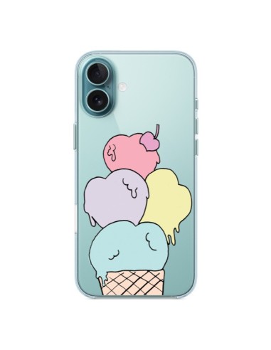 Coque iPhone 16 Plus Ice Cream Glace Summer Ete Coeur Transparente - Claudia Ramos