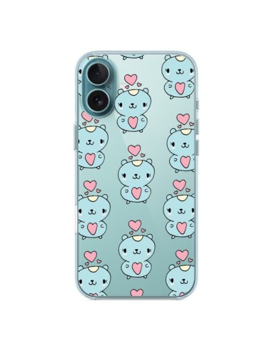 Coque iPhone 16 Plus Hamster Love Amour Transparente - Claudia Ramos