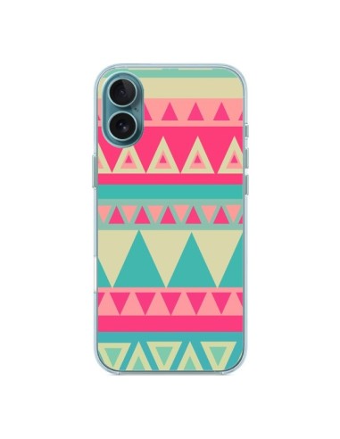 Coque iPhone 16 Plus Azteque Rose Vert - Eleaxart