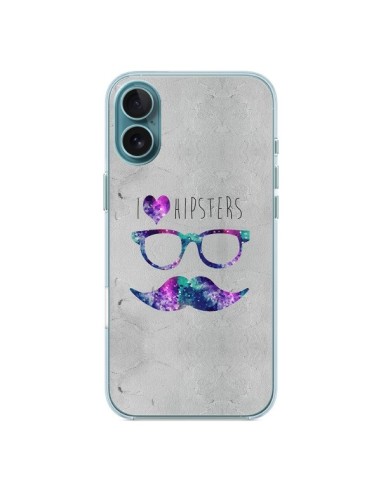 Coque iPhone 16 Plus I Love Hipsters - Eleaxart