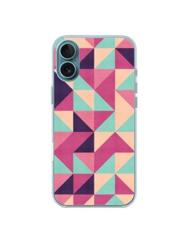 Coque iPhone 16 Plus Azteque Triangle Rose Vert - Eleaxart