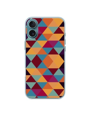 Coque iPhone 16 Plus Azteque Triangle Orange - Eleaxart