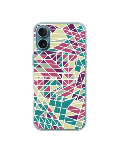 Coque iPhone 16 Plus Azteque Triangles Vert Violet - Eleaxart