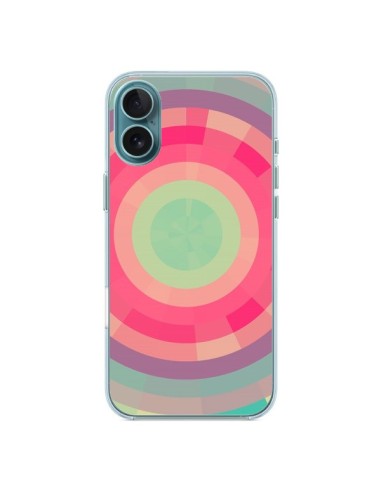 Coque iPhone 16 Plus Spirale de Couleurs Rose Vert - Eleaxart