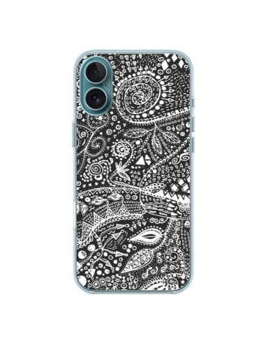 Cover iPhone 16 Plus Azteco Bianco e Nero - Eleaxart