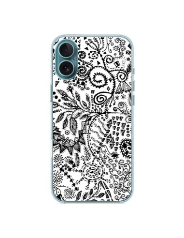 Coque iPhone 16 Plus Azteque Blanc et Noir - Eleaxart