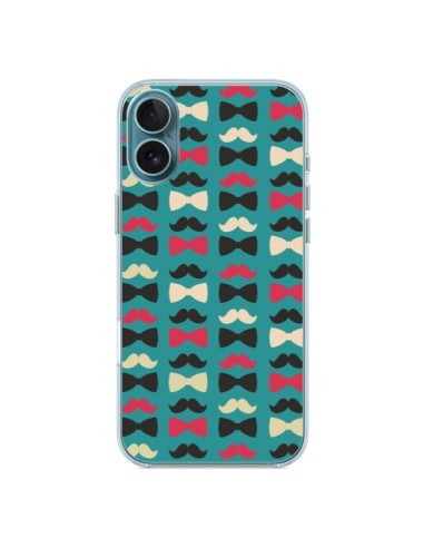 Coque iPhone 16 Plus Hipster Moustache Noeud Papillon - Eleaxart