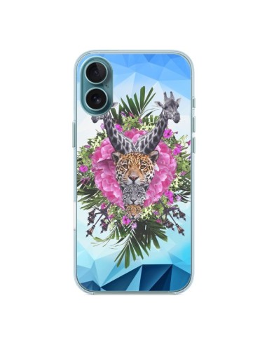 Coque iPhone 16 Plus Girafes Lion Tigre Jungle - Eleaxart