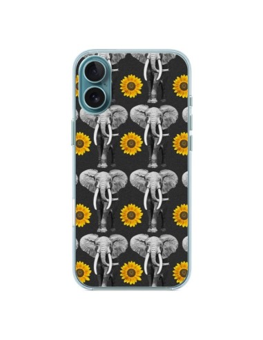 Coque iPhone 16 Plus Elephant Tournesol - Eleaxart