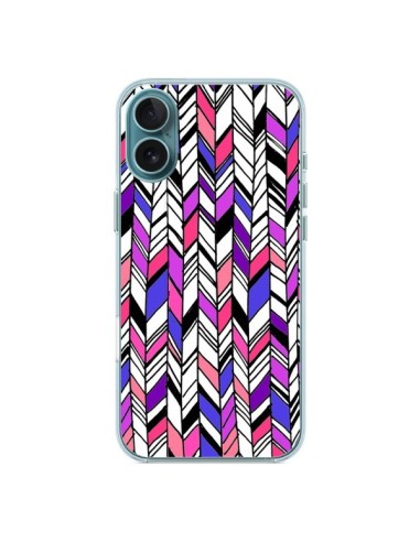 Coque iPhone 16 Plus Graphic Azteque Rose Violet - Léa Clément