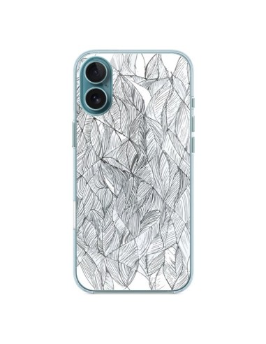 iPhone 16 Plus Case Leaves Black and White - Léa Clément