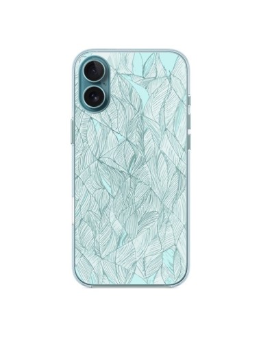 Coque iPhone 16 Plus Courbes Meandre Bleu Vert Nuageux - Léa Clément