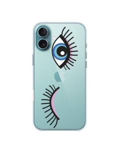 Coque iPhone 16 Plus Eyes Oeil Yeux Bleus Transparente - Léa Clément