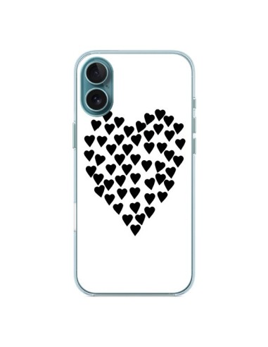 Coque iPhone 16 Plus Coeur en coeurs noirs - Project M