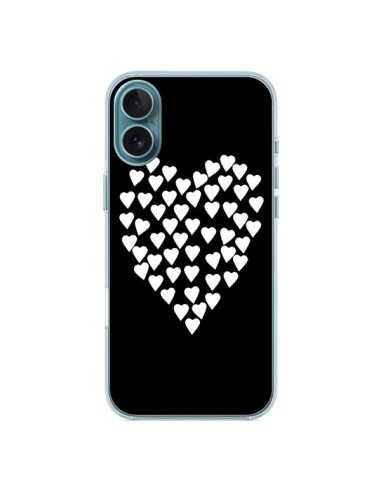 Coque iPhone 16 Plus Coeur en coeurs blancs - Project M