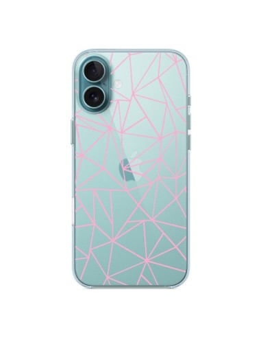 Coque iPhone 16 Plus Lignes Triangle Rose Transparente - Project M