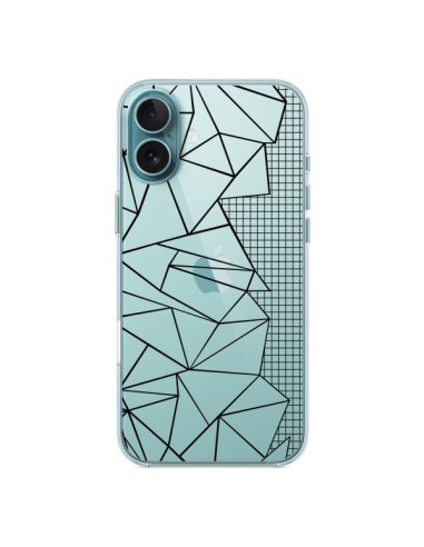 Coque iPhone 16 Plus Lignes Grilles Side Grid Abstract Noir Transparente - Project M