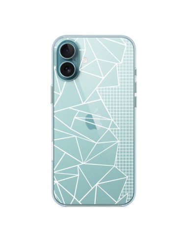 Coque iPhone 16 Plus Lignes Grilles Side Grid Abstract Blanc Transparente - Project M