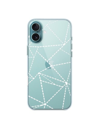 Cover iPhone 16 Plus Linee Punti Astratto Bianco Trasparente - Project M