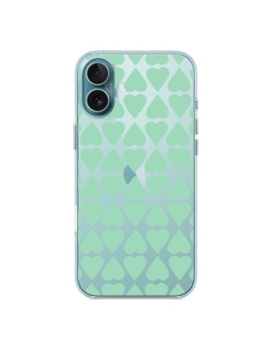 Cover iPhone 16 Plus Cuore Verde Menta Trasparente - Project M