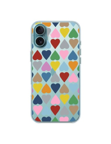 Coque iPhone 16 Plus Coeurs Heart Couleur Transparente - Project M