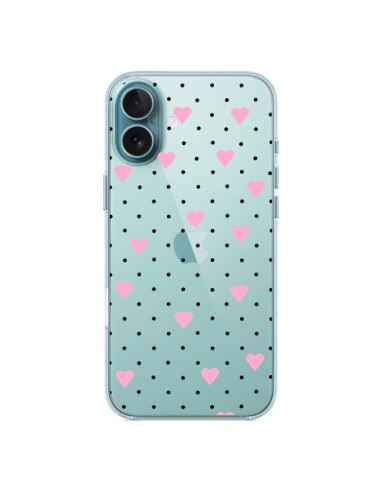 Coque iPhone 16 Plus Point Coeur Rose Pin Point Heart Transparente - Project M