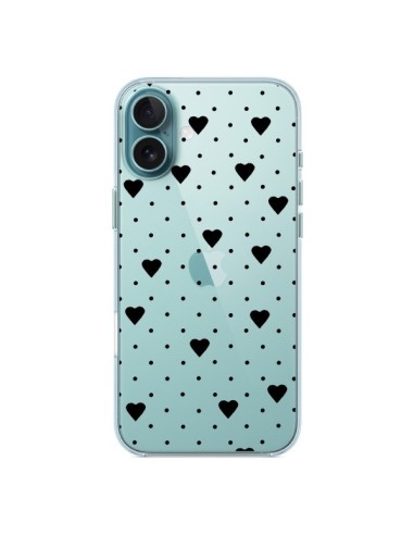 Coque iPhone 16 Plus Point Coeur Noir Pin Point Heart Transparente - Project M