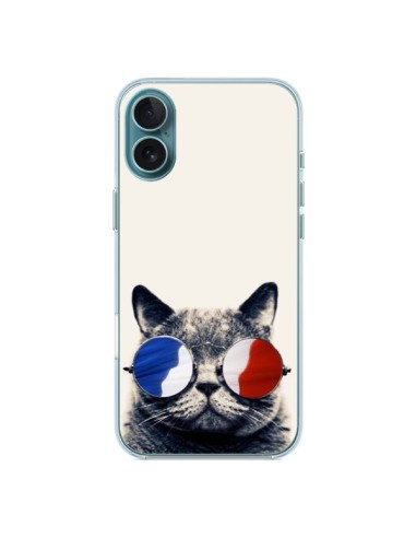 Coque iPhone 16 Plus Chat à lunettes françaises - Gusto NYC