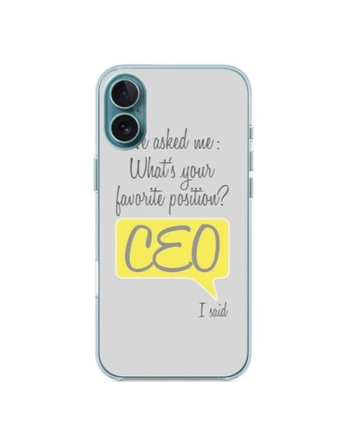 Coque iPhone 16 Plus What's your favorite position CEO I said, jaune - Shop Gasoline