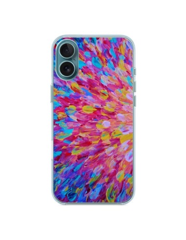 Coque iPhone 16 Plus Fleurs Bleues Roses Splash - Ebi Emporium