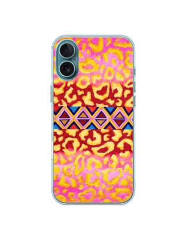 Coque iPhone 16 Plus Tribal Leopard Rose - Ebi Emporium