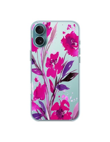 Coque iPhone 16 Plus Roses Fleur Flower Transparente - Ebi Emporium