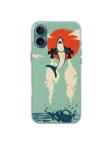 Coque iPhone 16 Plus Requin Avion Volant - Jay Fleck