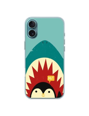 Coque iPhone 16 Plus Pingouin Requin - Jay Fleck