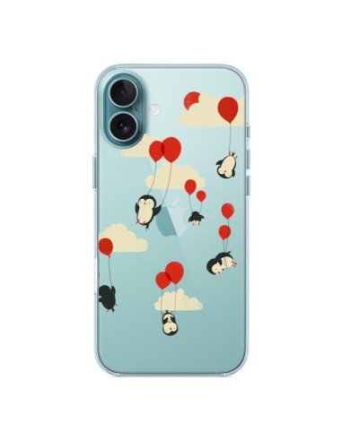 Coque iPhone 16 Plus Pingouin Ciel Ballons Transparente - Jay Fleck