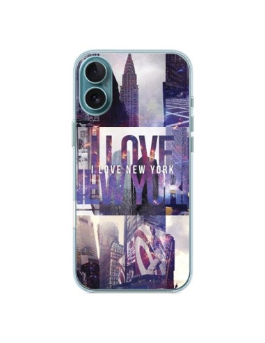 Coque iPhone 16 Plus I love New Yorck City violet - Javier Martinez