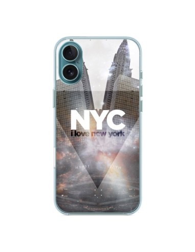 Coque iPhone 16 Plus I Love New York City Gris - Javier Martinez