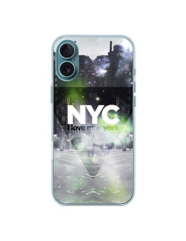 Coque iPhone 16 Plus I Love New York City Vert - Javier Martinez