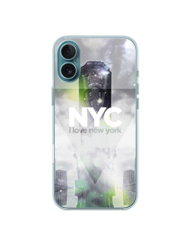 Coque iPhone 16 Plus I Love New York City Gris Vert - Javier Martinez