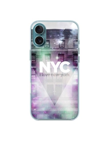 Coque iPhone 16 Plus I Love New York City Violet Vert - Javier Martinez