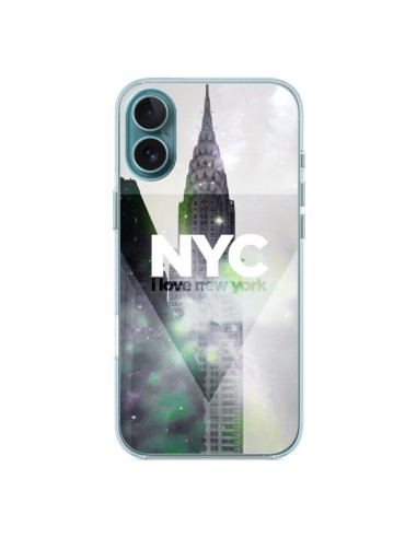 Coque iPhone 16 Plus I Love New York City Gris Violet Vert - Javier Martinez