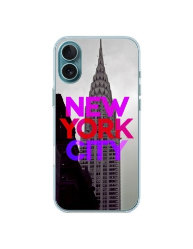 Coque iPhone 16 Plus New York City Rose Rouge - Javier Martinez