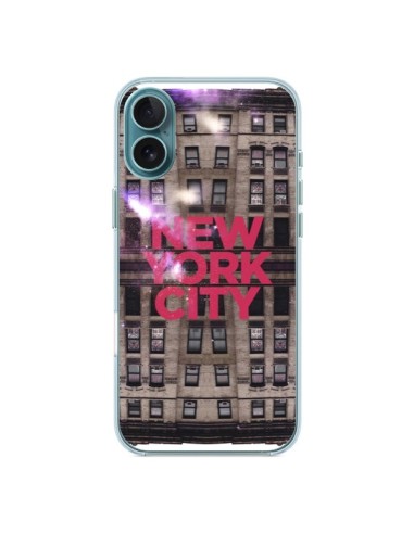 Coque iPhone 16 Plus New York City Buildings Rouge - Javier Martinez