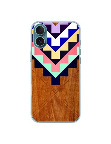 Coque iPhone 16 Plus Wooden Tribal Bois Azteque Aztec Tribal - Jenny Mhairi