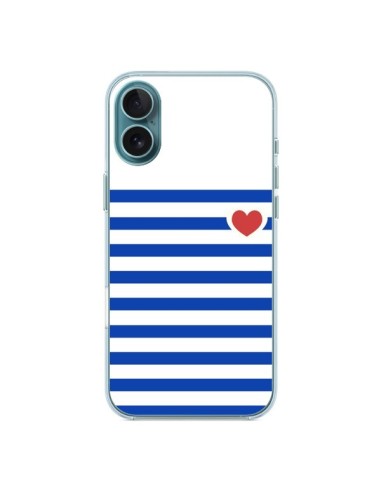 Coque iPhone 16 Plus Mariniere Coeur - Jonathan Perez