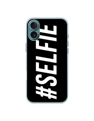 Coque iPhone 16 Plus Hashtag Selfie Noir Horizontal - Jonathan Perez