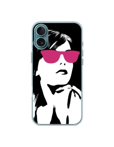 Coque iPhone 16 Plus Fille Lunettes Roses - Jonathan Perez